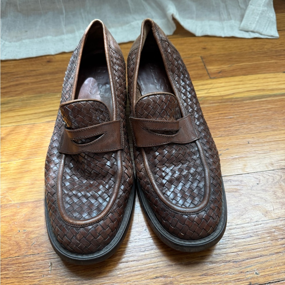 Bass Brown Woven Leather Flats